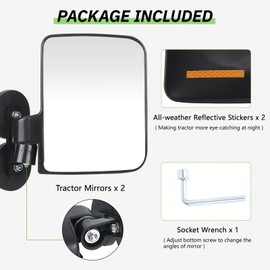 Piclafe Universal Tractor Mirrors, Strong Magnetic Side Mirrors for Tractors, Forklifts, Lawn Movers, Lift Trucks, Golf Cart, Compatible with John Deere, Kubota and more, 2pcs (left and right)