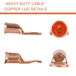 RIOCAN 10pcs 2/0 AWG-1/2”(M12) Ring Terminals 00 Gauge Battery Lugs Battery Cable Ends Heavy Duty Wire Lugs Battery Cable Connector Copper Lugs Battery Terminal Connectors