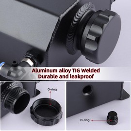 Coolant Reservoir Tank, Koolertron Aluminum Radiator Overflow Tank,1 L Reservoir Expansion Tank, Black, Universal Fit
