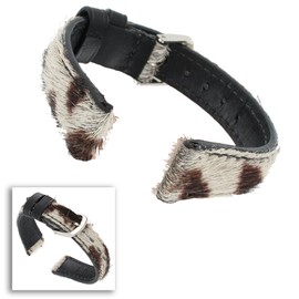 Hadley-Roma LS1010 12mm White Animal Print Genuine Hair Ladies Watch Strap Band