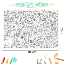 Ucouper Colouring Tablecloth Children's Wedding Activity 70 x 100 cm Tablecloth for Colouring Wedding Children's Activity Wedding Games for Guests Party Bags Wedding Gift Colouring Book