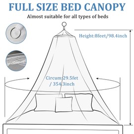 NHYDZSZ Mosquito Net for Bed Double Bed Single Bed, Large Travel Mesh Mesh Mosquito Protection, Fly Net, White, Romantic/Bohemian, Indoor/Outdoor (B)