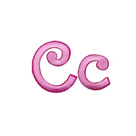 Pink Cursive Letters Embroidered Iron On Patches Applique Clothes Dress Hat Jeans Sewing Alphabet Letter (Aa-Zz) Applique Accessory (Cc)