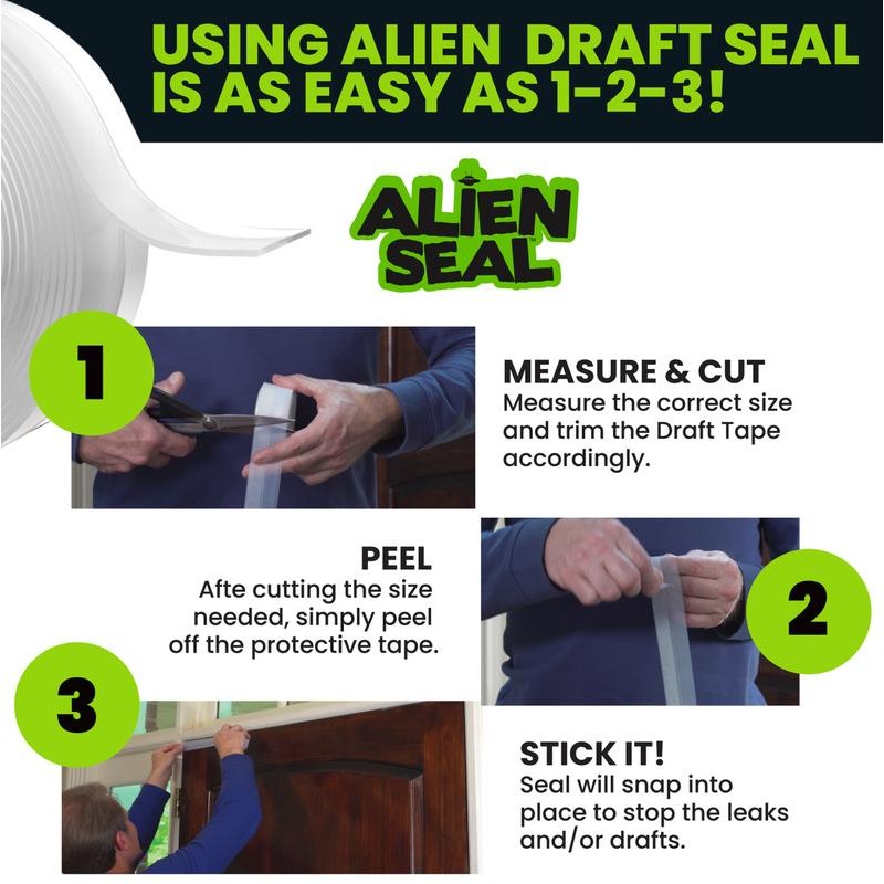 Alien Draft Seal Insulation Tape - Self-Adhesive Silicone Weather Stripping