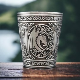 Dungeons and Dragons Themed Metal Shot Glasses (Antique Pewter)