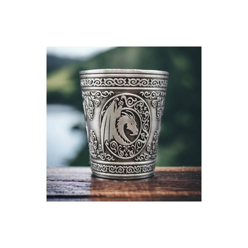 Dungeons and Dragons Themed Metal Shot Glasses (Antique Pewter)