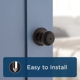 Weiser Troy Matte Black Door Knob, Interior Door Handles/Privacy Knobs for Bedroom and Bathroom Doors, Keyless Bathroom/Bedroom Door Lock, Traditional Home Décor