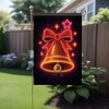 Saoplasa Christmas Garden Flag 12x18 Inch Double Sided Neon Bell