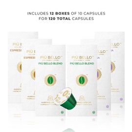 Piu Bello Coffee Pods Light Variety Pack for Nespresso Original Machine - 3 Light Flavors of Chocolate, Nuts, Sweet Caramel - Rich & Balanced Taste, Kosher (3 Flavor Multipack 120 Count)