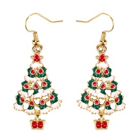 Ticome Christmas Tree Earrings,Cartoon Oil Dripping Christmas Tree Creative Alloy Earrings, Fashionable and Versatile Holiday Decorations, Christmas Themed Decorations, Gifts for Girls and Women