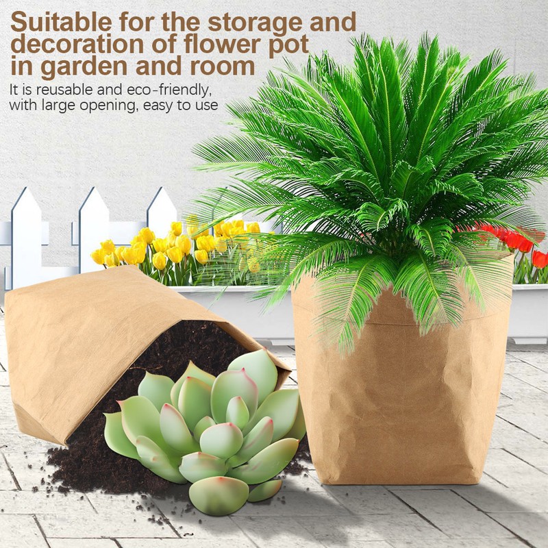 Kraft Paper Bag Flower Plant Pot Cover Container Multi functional
