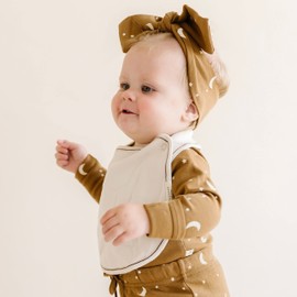 MakeMake Organics GOTS Organic Baby Headwarp Fashion Band Bow Tie Accessories for Toddler Girls Set of 2 (Moonlight, Meadow, 6-12M)