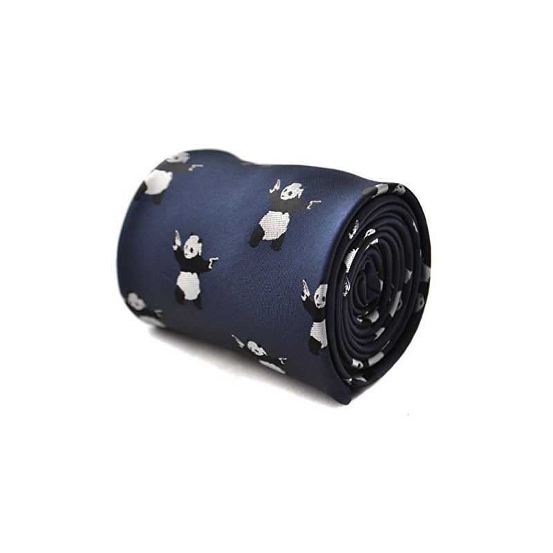 Frederick Thomas navy tie with banksy panda design with signature