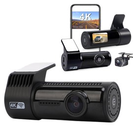 Hilitand Dash CAM Delantero y Trasero, Cámara de Tablero 4K para Autos con Visión Nocturna, Estacionamiento 24 Horas, WDR, Grabación en Bucle, Sensor G, Pantalla de 1.47 Pulgadas, Lente