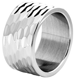 Jude Jewelers 10mm Stainless Steel Hammered Pattern Wedding Band Ring - Classic, Simple, and Timeless Design (Silver, 13)