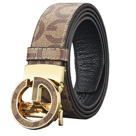 Ridoras Designer Belts for Men Ratchet Belts with Automatic G Buckle Mens Belt for Casual Jeans Business, Gold, 42"-45" Waist Adjustable