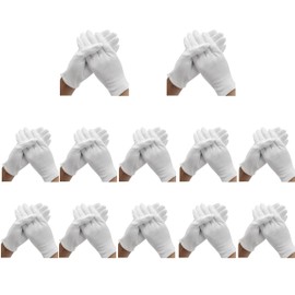 ZYC24 Pcs (12 Pair) White cotton gloves for Dry Hand Moisturizing Cosmetic Eczema Hand Spa and Coin Jewelry Inspection, Checking etiquette, labor protection, beadsGloves,Serving Gloves Stretchable Lining Gloves Moisturizing Gloves