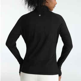 Dymmax Women's Full Zip Athletic Jackets with Pockets Quick Drying Workout Jackets with Thumbholes Running Casual Outdoor (US, Alpha, Medium, Regular, Regular, Black)