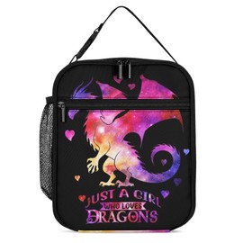 CaomeiWu Dragon Lunch Bag for Women Kids Girls, Cute Reusable Dragons Theme Lunch Bags, Small Portable Foldable Insulated Lunch Bag for Work School Bento