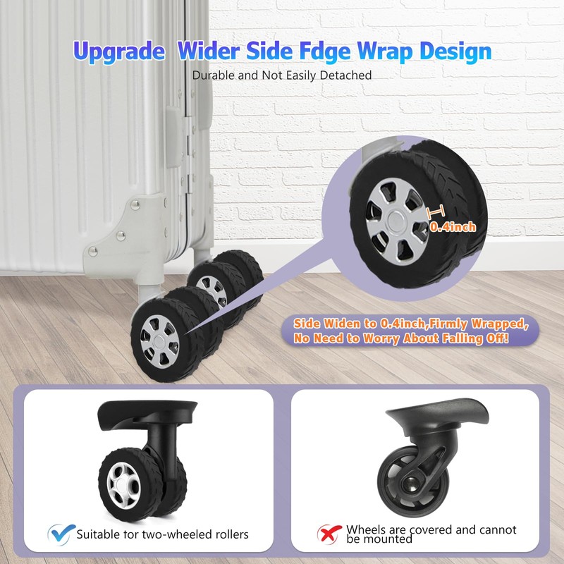 UMUST 8Pcs Luggage Wheel Covers,Silicone Suitcase Cover for 2-2.4'' Spinner