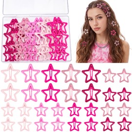 40Pcs Pink Star Hair Clips, Y2k Star Barrettes for Teens Girls