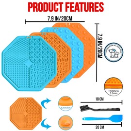 TopPetPro [4 Pack] Hex Licking Mat for Dogs & Cats with Suction Cups, Dog Peanut Butter Lick Pads for Boredom Reducer, Perfect for Bathing Grooming (Brush+ Spatula+Tooth Brush)