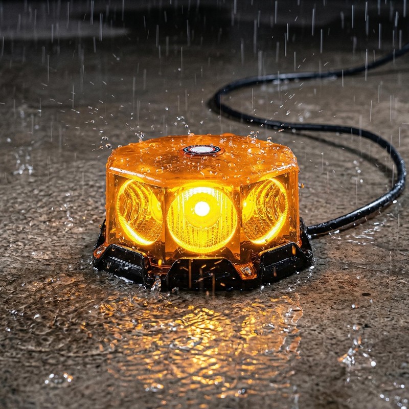 12V-24V LED Strobe Beacon Light, Amber Warning Emergency Flashing Light