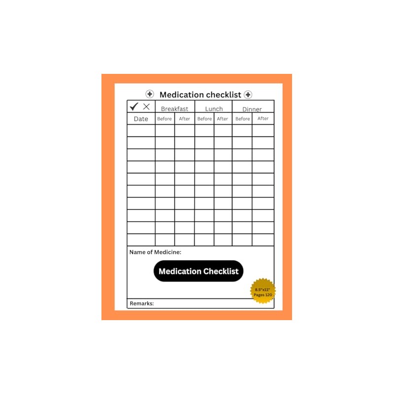 Medication Checklist: A Daily Medication Checklist Notepad For Seniors/ Kids