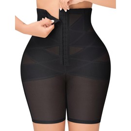 KLVEE Shapewear for Women Tummy Control Underwear High Waisted Body Shaper Shorts Waist Trainer Butt Lifting Adjustable Black