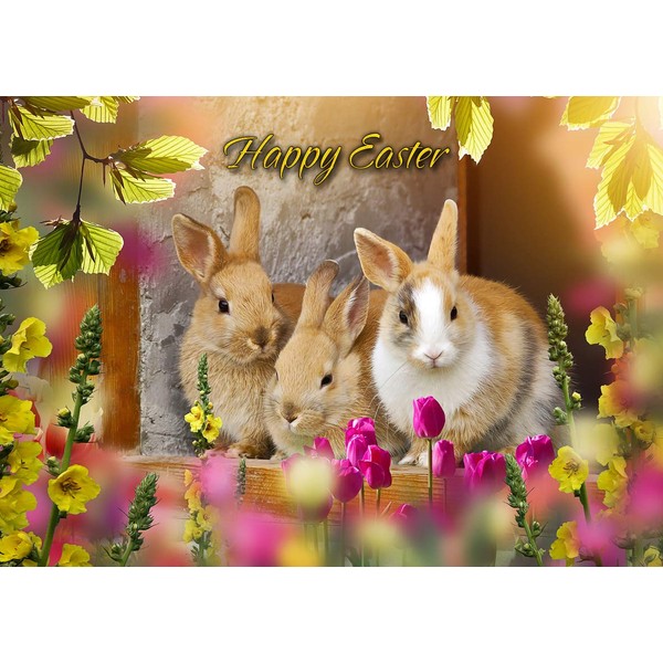 Bunny Rabbit Easter Card - Landscape