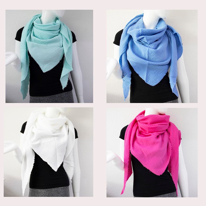 Gloop Women's Scarf XXL Knitted Triangle Scarf Cotton Triangular Scarf