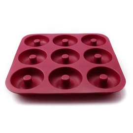 Large Silicone Donut Pan for Baking, 9 Cavity Non-Stick Food Grade Silicone Donut Molds, Doughnut Pan and Bagel Pans for Baking & Kitchen Baking, BPA Free 11.2 x 11.1 Inches, Dishwasher Safe - Red