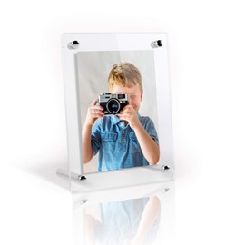 ArtToFrames Floating Acrylic Frame for Pictures Up to 5x7 inches (Full Frame is 9x11) with Chrome Desktop Hardware, Acrylic-109-5x7-74-75