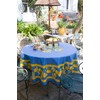 Occitan Imports Citrons Bleu Round French Tablecloth, Uncoated Cotton, 71