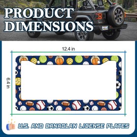 HCSS 2PCS Ball License Plate Frames,Cool Balls Aluminum Metal License Plate Holder Cover Car Accessory,Rust-Proof Waterproof Car Decorative Tag Frames for Standard US 12x6 Inch
