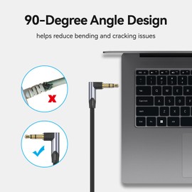 VENTION 3.5mm Aux Cable 0.5m 90 Degree Audio Cable Flat TRS Cord 3.5mm to 3.5mm Stereo Jack to Jack cable Headphone Male to Male Jack Aux Lead for Headset Car Speaker Soundbar PC Laptop and more