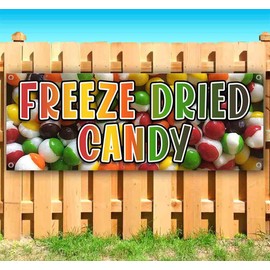 Freeze Dried Candy Banner 13 oz | Non-Fabric | Heavy-Duty Vinyl Single-Sided With Metal Grommets