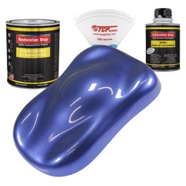 Restoration Shop - Indigo Blue Metallic Acrylic Enamel Auto Paint - Complete Quart Paint Kit - Professional Single Stage High Gloss Automotive, Car, Truck, Equipment Coating, 8:1 Mix Ratio, 2.8 VOC