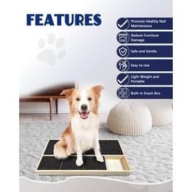 verdawave Dog Nail Scratch Pad with Treat Box & Pet Nail Clipper - Durable Portable Dog Scratch Filing Pad for Nails All Dogs, Wooden Nail Scratch Board for Indoor/Outdoor Training (Update)