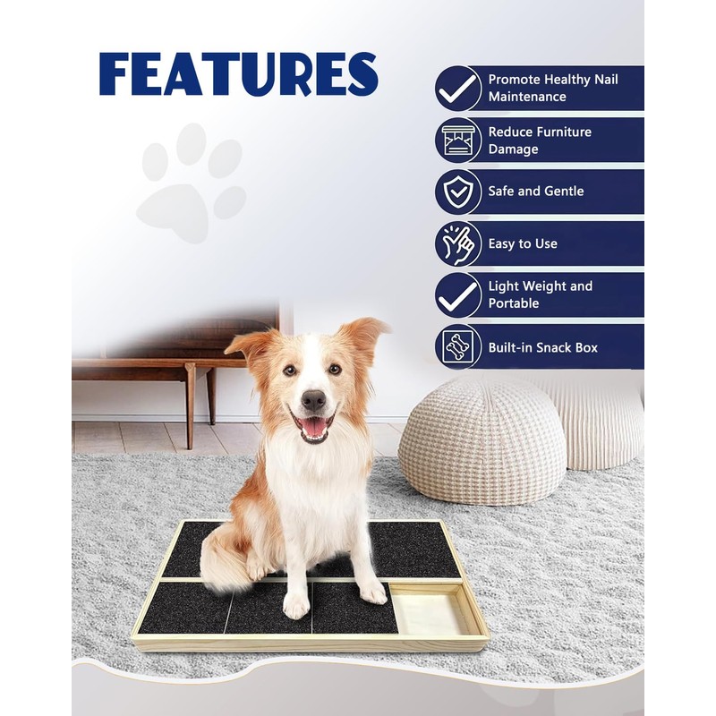 verdawave Dog Nail Scratch Pad with Treat Box & Pet