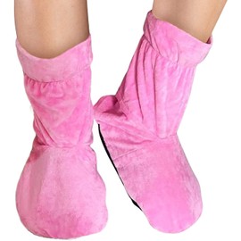 Doctor Developed Heated Booties (Not for walking in) - Foot Warmers for Women & Men - Heat Therapy Socks w/Microwavable Heating & Doctor Written Handbook [Pink]