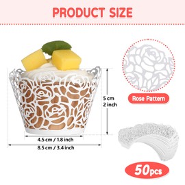 Bäcker & Lecker Cupcake Wrappers Cases 50 Pieces Lace Paper Cases Rose Wedding Birthday