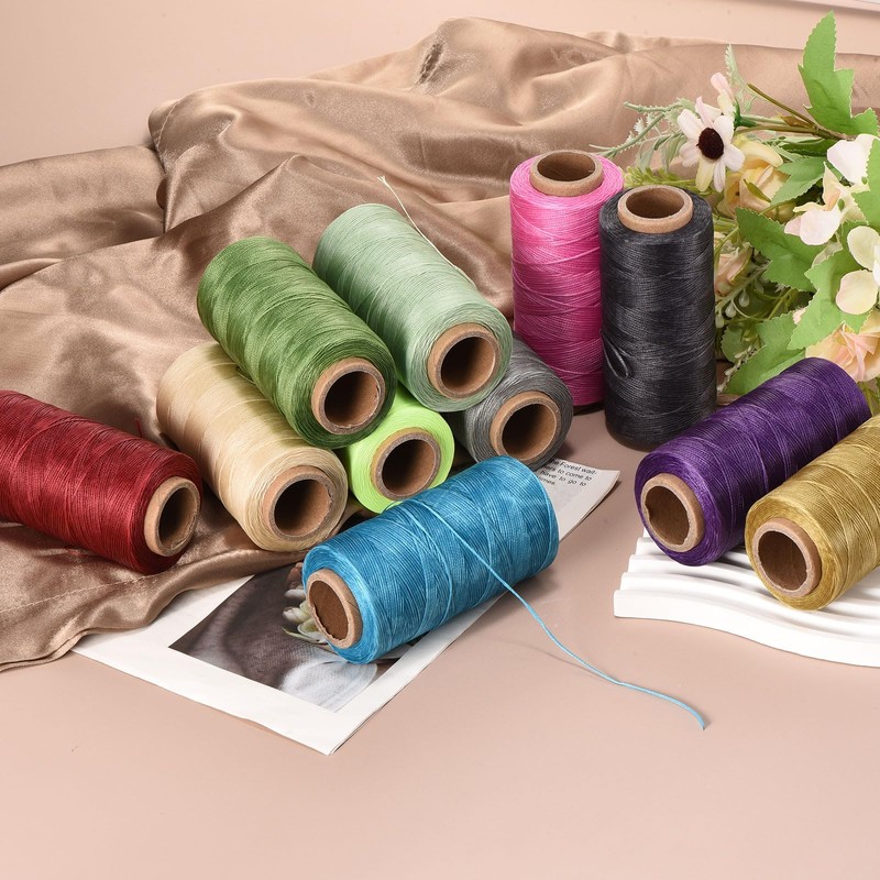 Waxed Thread,284 Yard 0.8mm 150D Flat Wax Thread Polyester Waxed