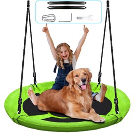40" Saucer Tree Swing for Kids - 500Lb Weight Capacity, Waterproof Platform Swing Seat with Adjustable Ropes for Kids Playground Outdoor Activity Backyard Fun