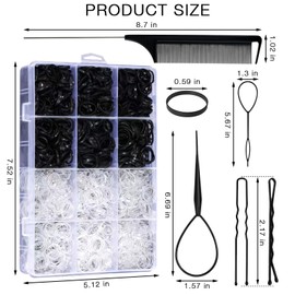 2200PCS Hair Accessories for Girls with Hair Loop Styling Tool Set Mini Hair Bands Elastic Hair Ties Small Hair Kit Ponytail Holders Rubber Bands Rat Tail Hair Comb for Girls