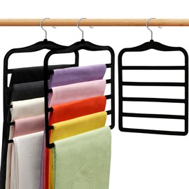 Closet Organizers and Storage,5 Pack Velvet Pants-Hangers-Space-Saving,Non Silp 5 Tier Scarf Jeans Organizer,Dorm Room Essentials for College Students Girls Boys Guys,Organization and Storage