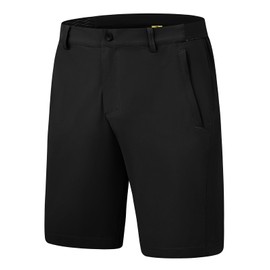 YSENTO Men's Golf Shorts 9 Inches Dry Fit Stretch Flat Front Dress Work Hiking Shorts Zipper Pockets Black 36