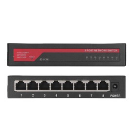 8 Port PoE Switch, 110V‑220V Efficient Data Transmission PoE Gigabit Ethernet Switch Metal Case Compact Wall Mount Plug and Play for Home Office (Dpofirsbcro4xsgqt-11)
