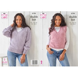 King Cole DK Knitting Pattern - 6156 Ladies Tank Top & Sweater