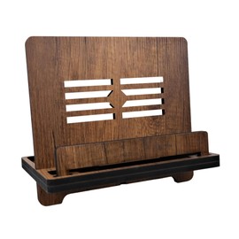 Venocci Wooden Book Stand, Portable Cookbook Stand, Hands-Free Reading Stand, Kitchen Counter Organizer, Recipe Holder for Kitchen, Tablet & Phone & Book Display, Nook Reading - Brown